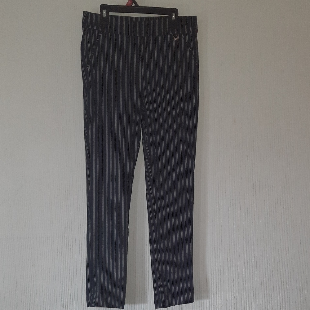Rafaella Black and White Striped Pants, Size 4